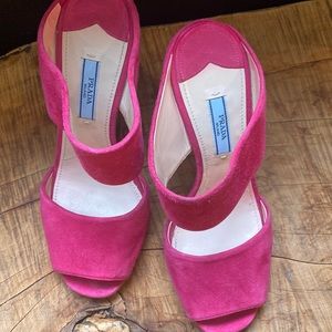 Prada pink wedges